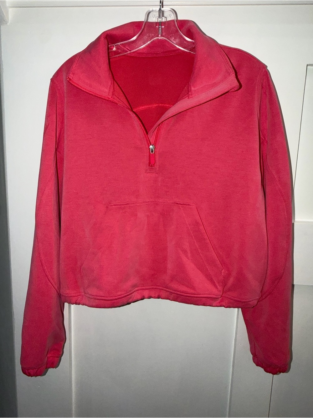 Lululemon Brushed Softstreme Half-Zip Hot Pink Sweatshirt Cinch Hem Size 6